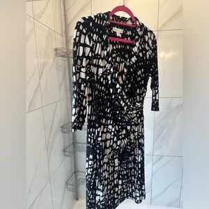 Coldwater Creek Black & White Print Dress - Size M